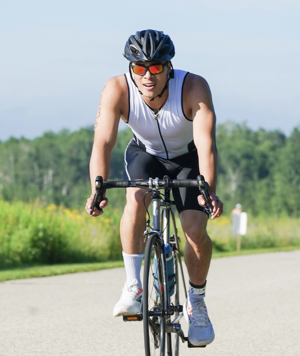 Photo of me competing at Tri-ing for a Cure